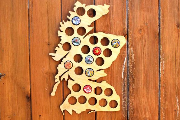 Scotland Beer Cap Map Bottle Cap Map Collection Gift Art Collector Wall Hanger